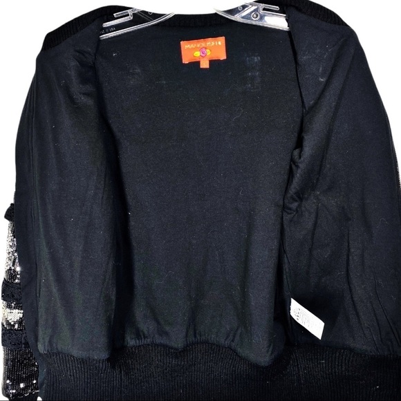 MANOUSH Christmas Cardigan Sweater Jacket Sequin Reindeer Snowflakes Lace, XS - Picture 5 of 10